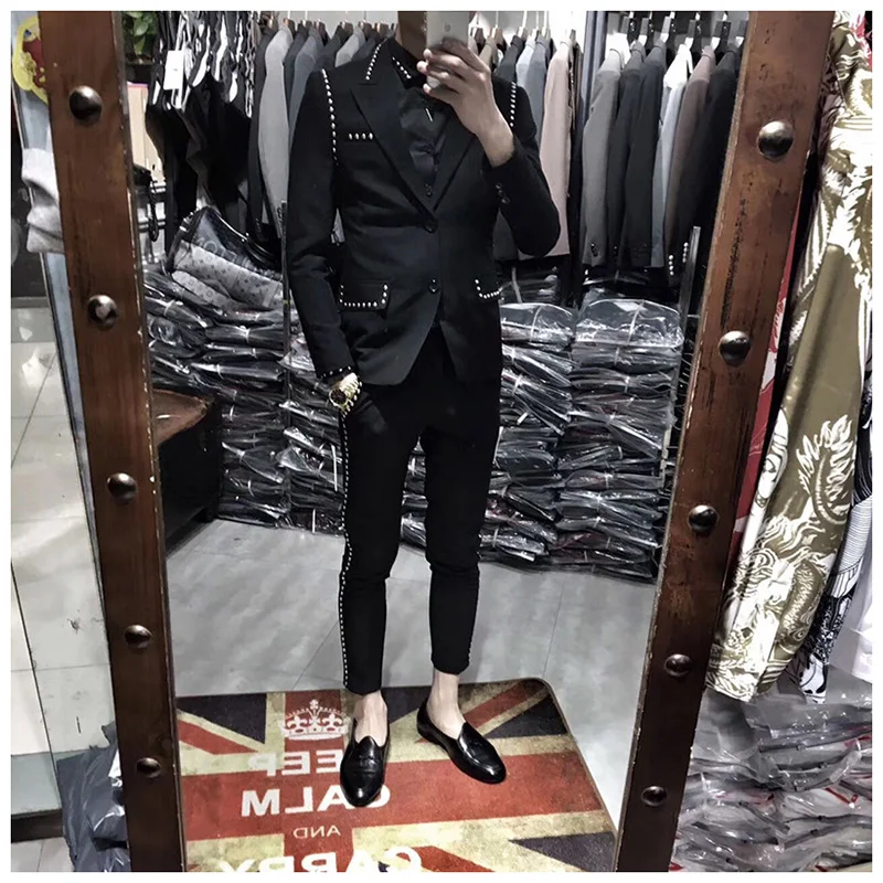 Элегантный костюм для мужчин стильный в британском стиле облегающий из двух