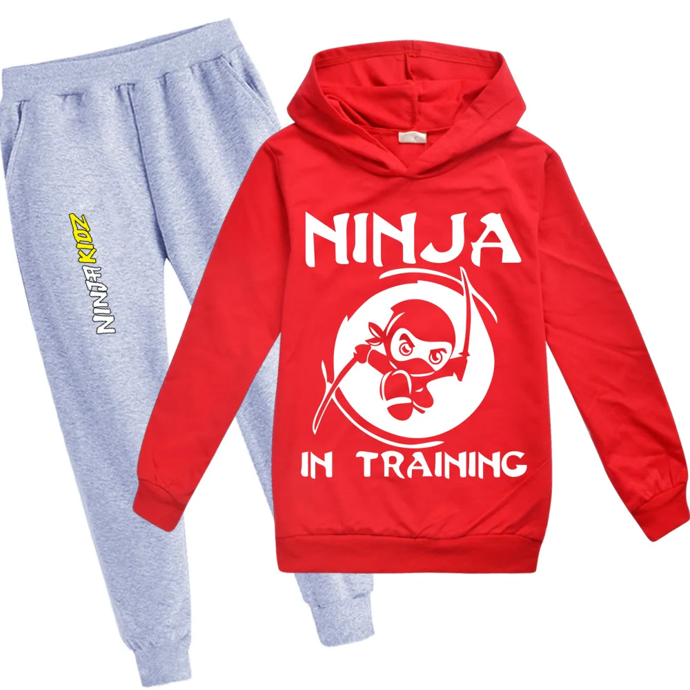 Hoodie Pants 2pcs Sets NINJA KIDZ Spring Kids Printed Tracksuit Baby Clothing Sets Toddler Girl Outfits Boys Streetwear Clothes