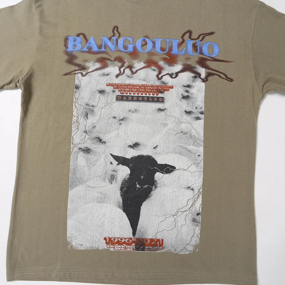 

Men's Street T Shirts Animal Illustration Print Hip Hop T Shirt Men Summer O-Neck Retro High Street Harajuku Tops Streetwear