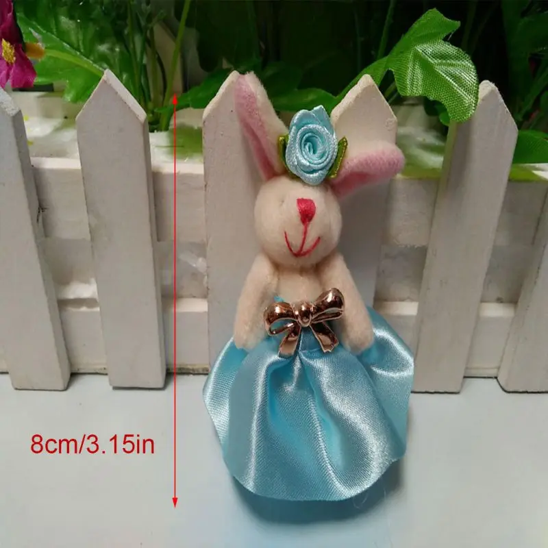 

10 Pcs Mini Joint Rabbit Plush Doll Wedding Dress Court Bunny Baby Toy Holiday Gift Bouquet DIY