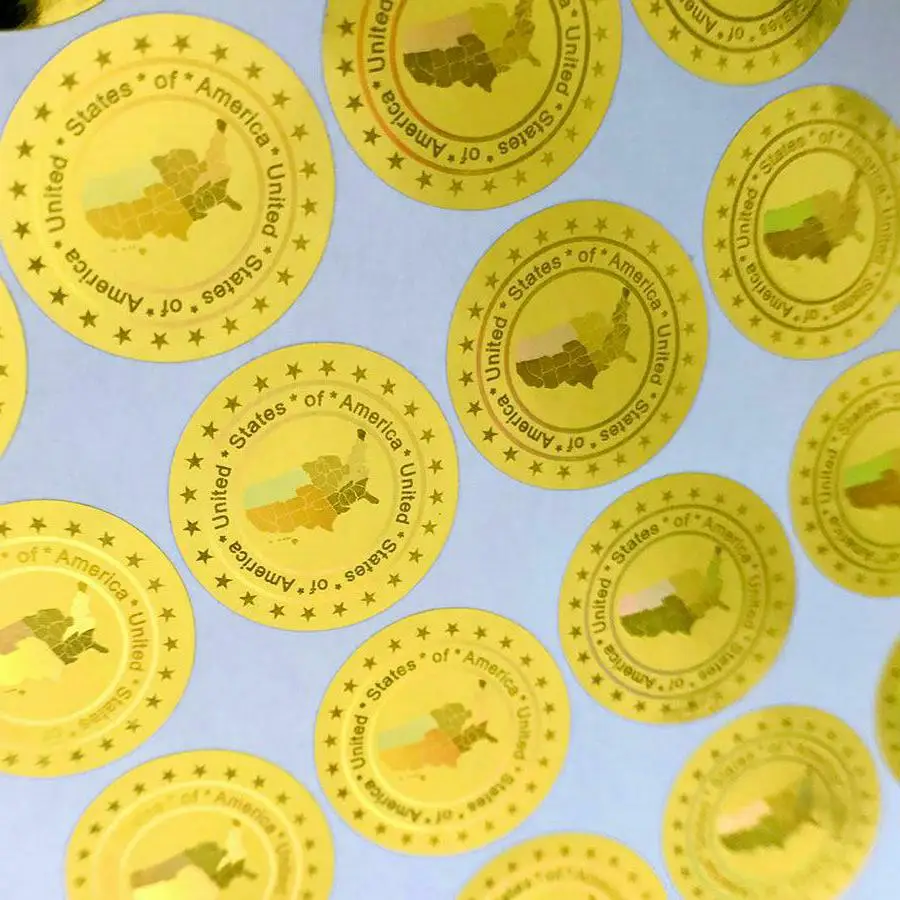 Голографические наклейки в 20 мм золотистого/серебристого цвета голографические