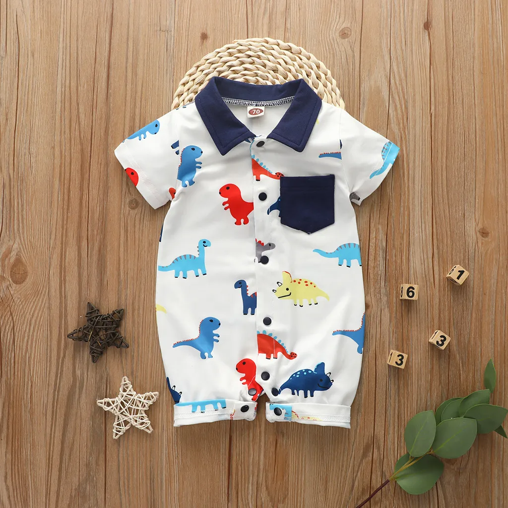 

Newborn Baby Baby Boys Cotton Clothes Cartoon Dinosaur Jumpsuits Outfits Clothes infantis menino комплек одежд
