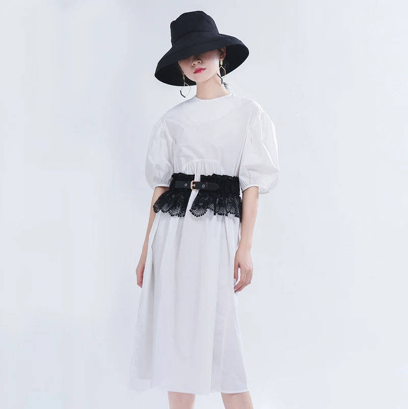 Женское летнее платье миди с пышными рукавами Элегантное повседневное туника