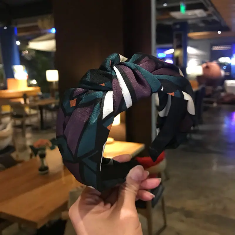 Модные женские милые принт большие цветы узел повязки для волос Винтаж Широкий