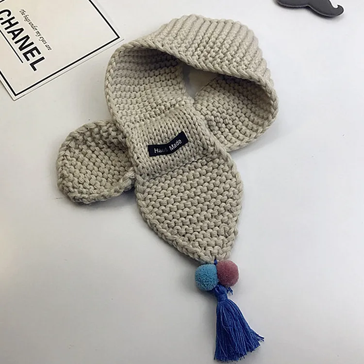 Шарф для девочек и мальчиков зимний теплый шарф однотонная Вязаная Шаль