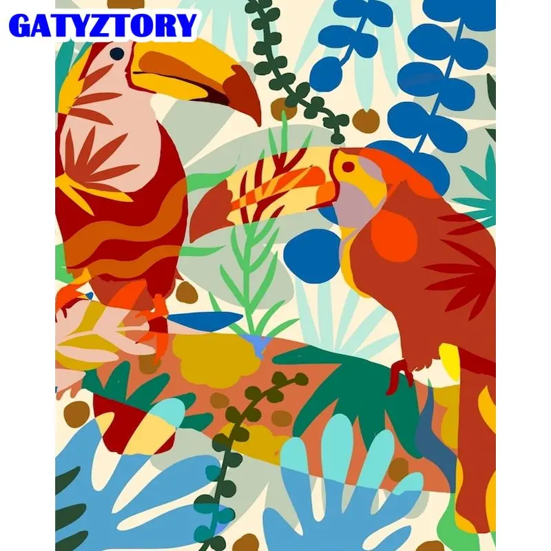 

GATYZTORY Diy Oil Digital Painting By Bumbers Kits Woodpecker Animal Abstract Acrylic Paint By Numbers For Adults Home Decoratio