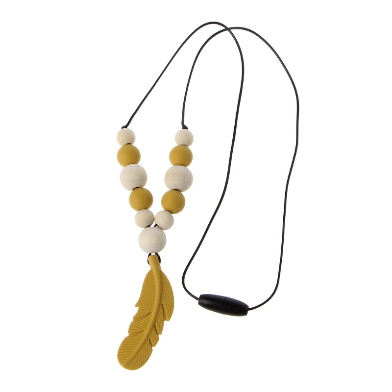 

Baby Infant Silicone Feather Jewelry Teething Necklace Baby Nursing Chewing Toys 19QF