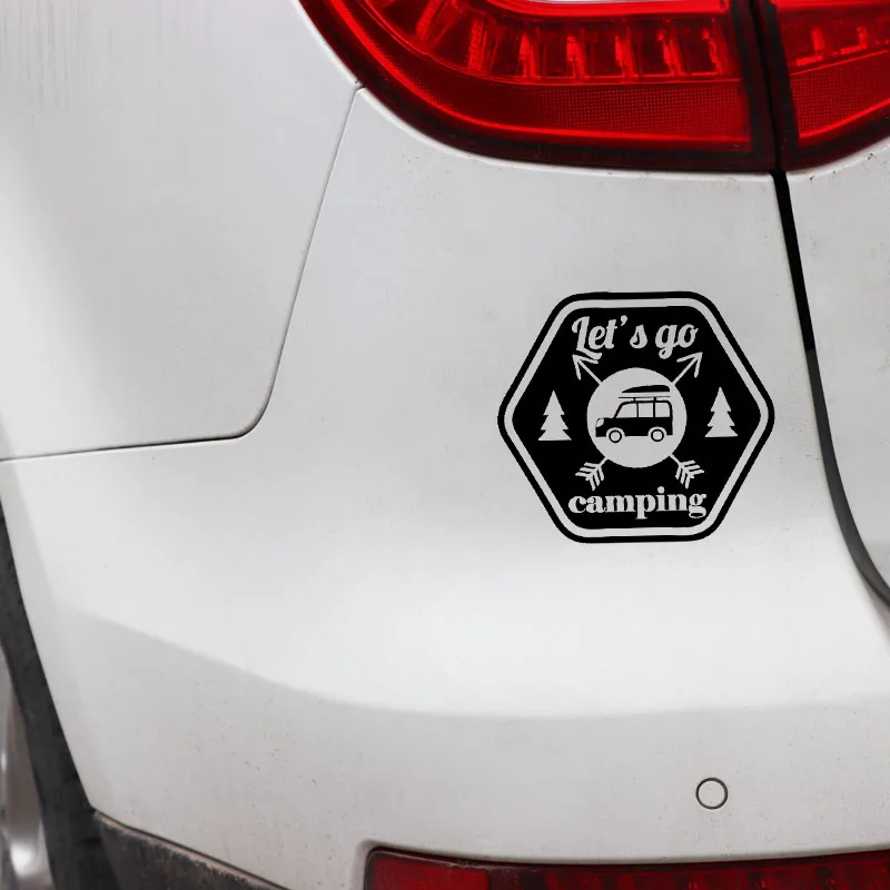 

Personality Let's Go Camping Car Sticker Pvc Motorcycle Waterproof Accessories 15cm X 13cm