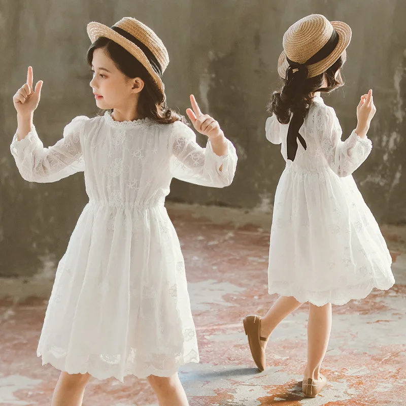 

Kids Dress Elegant Spring Autumn Party Dresses Lace Girl Dress Long Sleeve Children Clothing 6 8 10 12 14 16Y Princess Costume