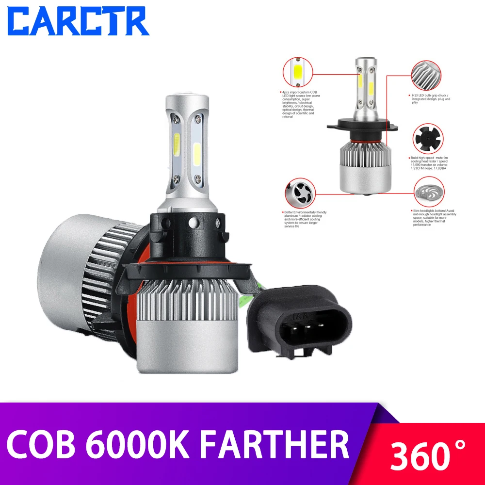 CARCTR светодиодный автомобилей головной светильник лампы H4 9004 9007 H13/9008 H1 H3 880/881 H7
