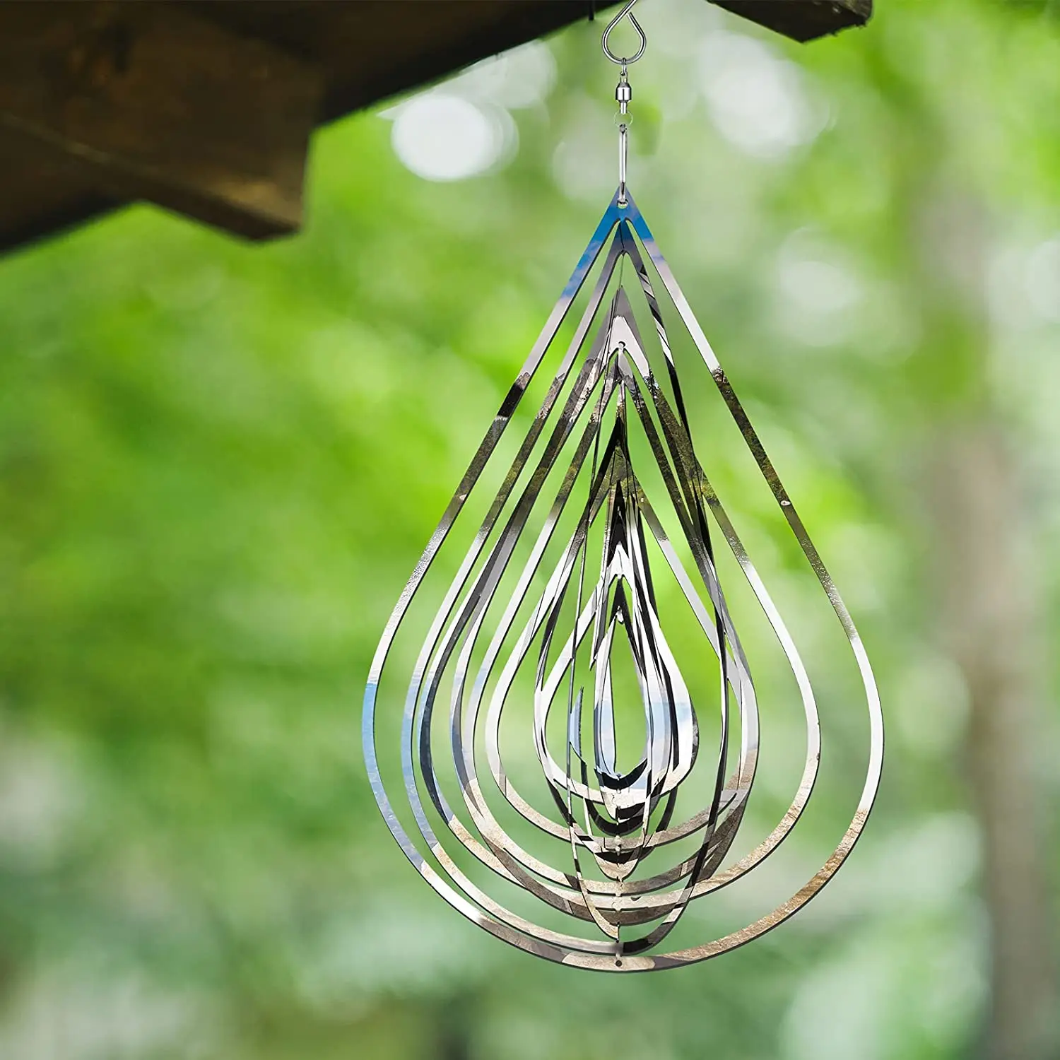

Wind Spinner Outdoor Metal Wind Spinner 3D Wind Sculptures Flowing Stainless Steel Mirrored Patio Wind Chime Garden Decor