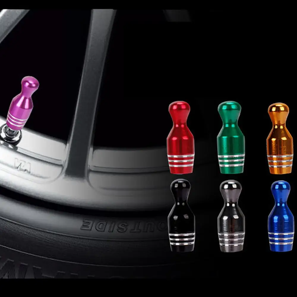 

4pcs Valve Stem Cars Motorcycles Valve Stem Dustproof Cover Bowling Aluminum Alloy Valve Caps Car Styling Accessories