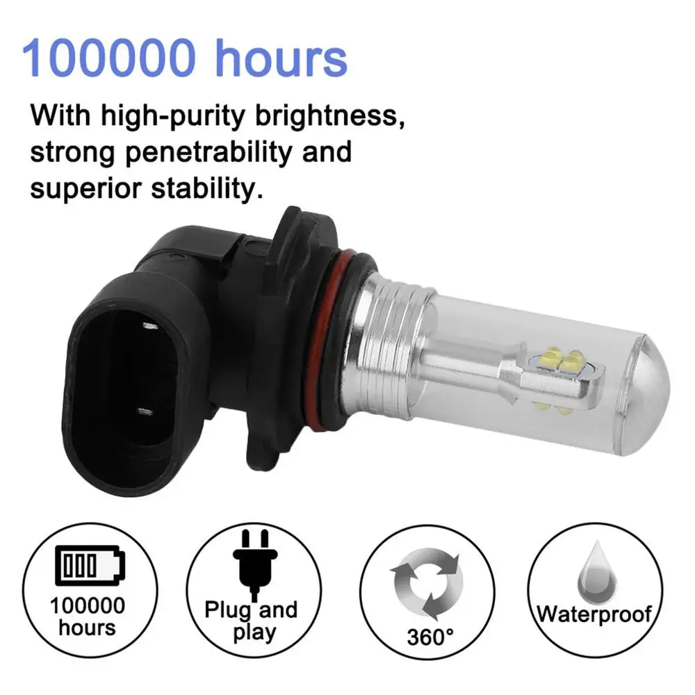 

Waterproof IP68 Pair 80W LED Fog Tail Light Bulbs Car DRL Headlight Kit 6000K Car LED Headlight