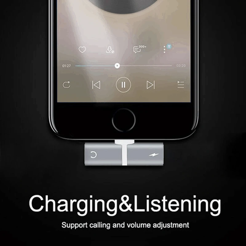 Для iPhone X XR 7 8 Plus аудио зарядка двойной адаптер сплиттер кабель для Lightning Jack для наушников AUX преобразователь кабельного разъема