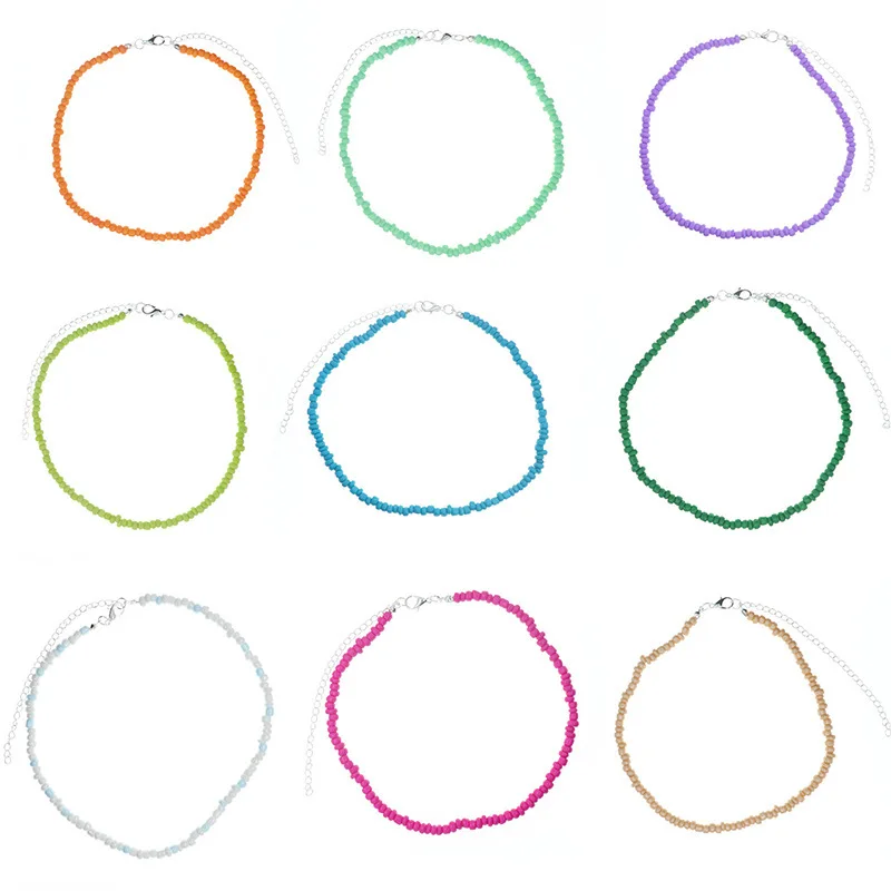 

necklace for women trendy street fashion color rice bead necklace retro sexy personality clavicle chain necklace necklace