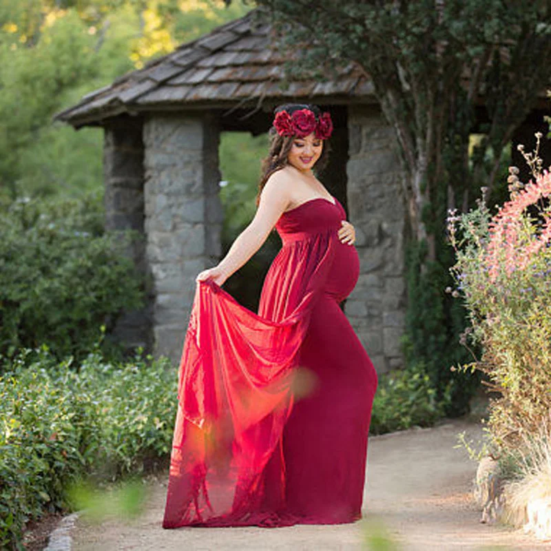 

Pregnancy Dress Photography Maxi Long Clothes For Pregnant Women Photo Photography Mopping the Floor Plus Elegant Chiffon Dress