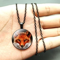 cute little orange fox necklace alloy pendant unisex