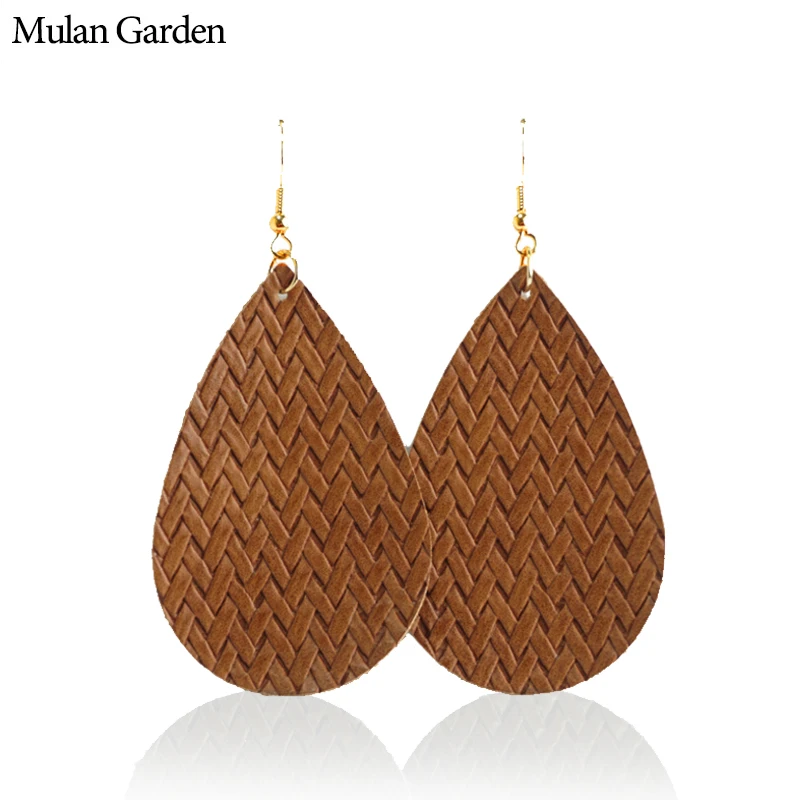 Mulan Garden трендовые серьги из искусственной кожи для женщин, новые массивные висячие серьги в виде капли воды, модные ювелирные изделия осень зима
