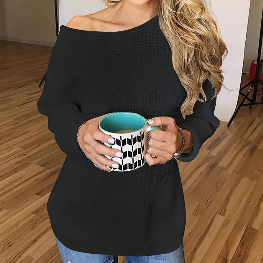 Кашемировые женские свитера больших размеров вязаные Повседневные с длинным