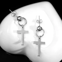 punk cross pendant earrings stainless steel piercing jewelry stud earring for men women
