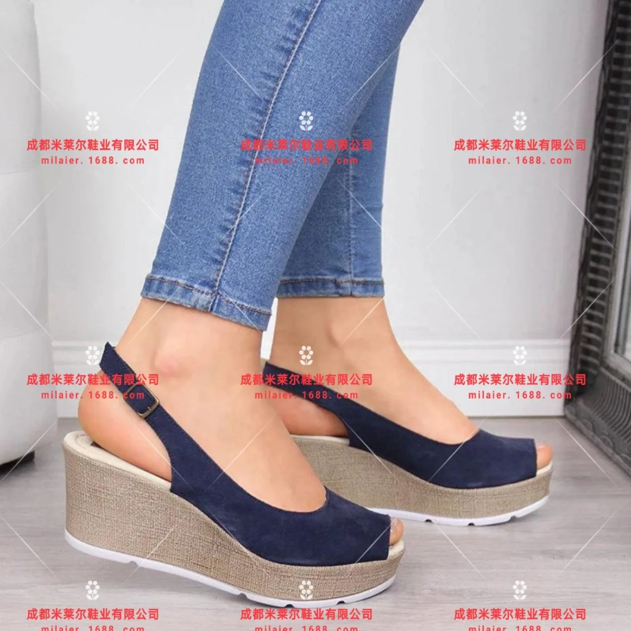 

New Rome Casual Sandals Women Wedges Sandals Pumps Ankle Buckle Open Toe Fish Mouth Med Summer Women Shoes Fashion Wedges Shoes