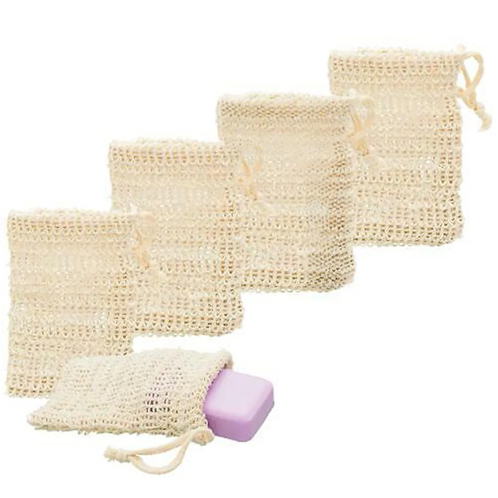 

5Pcs Sisal Soap Saver Bag Exfoliating Mesh Pouch Eco Friendly Natural Zero Waste Foaming And Scrubbing Sisal Bag FOR Bathroom