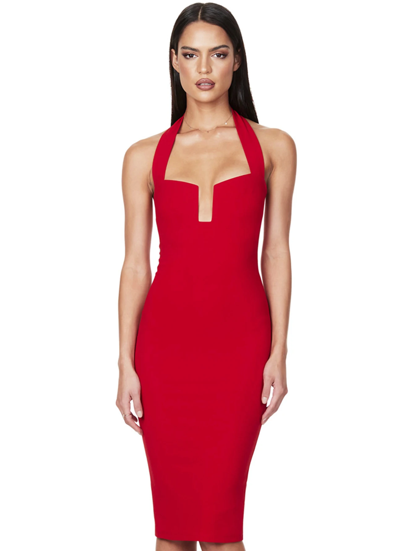 

Adyce Halter Bodycon Bandage Dress Outfits Women Summer Sleeveless Soild Sexy Club Backless Celebrity Party Evening Midi Dresses