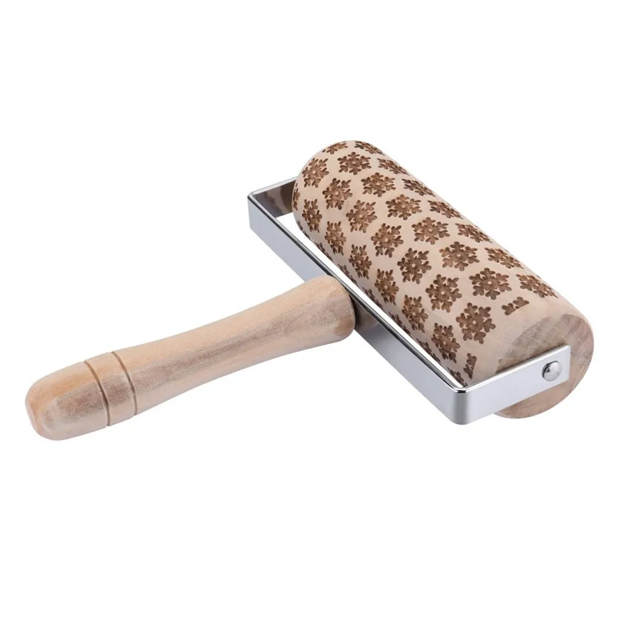 Рождественская Снежинка рельефная скалка 1 шт. деревянные рождественские Скалки