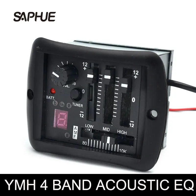 

4-Bands YMH Acoustic Guitar Preamp EQ Equalizer Piezo Pickup with Tuner Pickups for Folk Guitar Guitar Accessories Guitar Parts