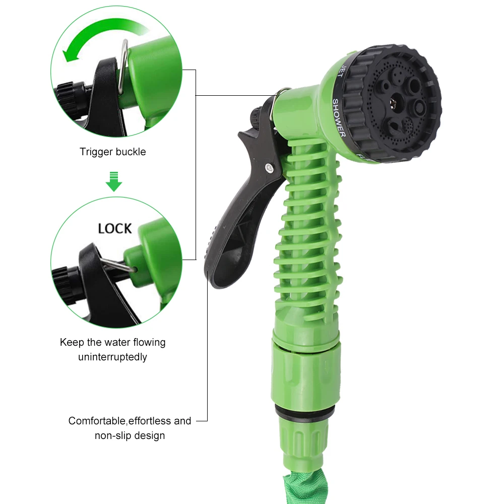 

Garden Hose Stretchy Hose Expandable Water Hose Flexible Expanding Hose Lawn Watering Hose with Rotatory Water Spray Nozzle