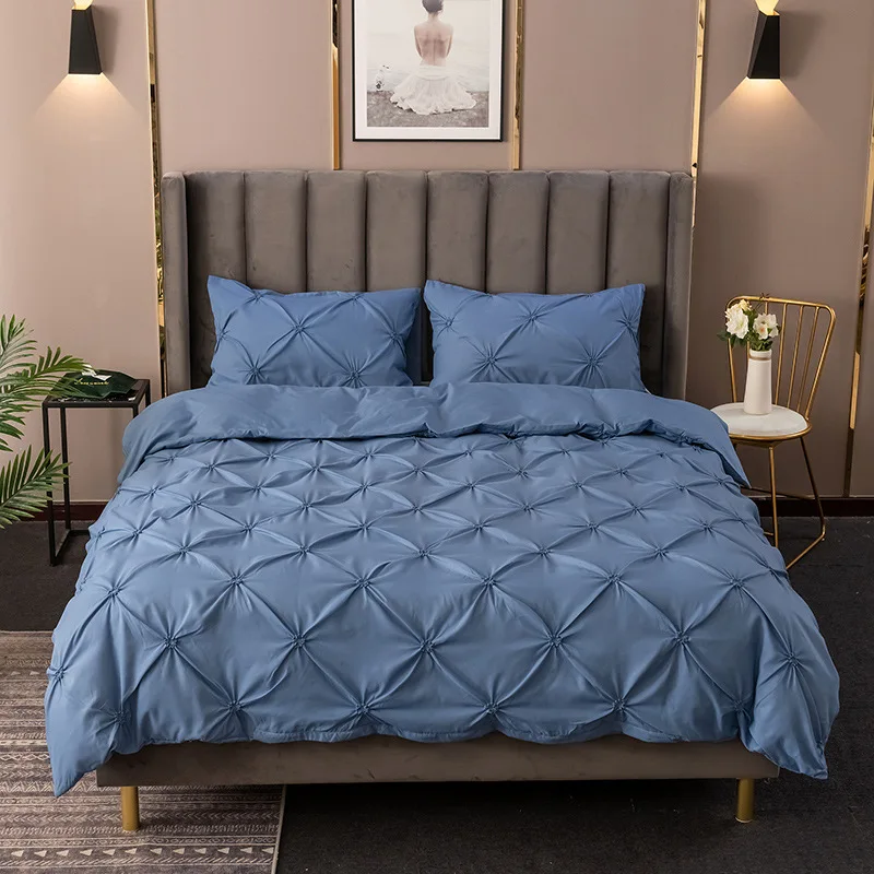 

Luxury Pinch Pleat Bedding Comforter Bedding Sets Bed Linen Duvet Cover Set Pillowcases Bedding Queen King Size Bedclothes