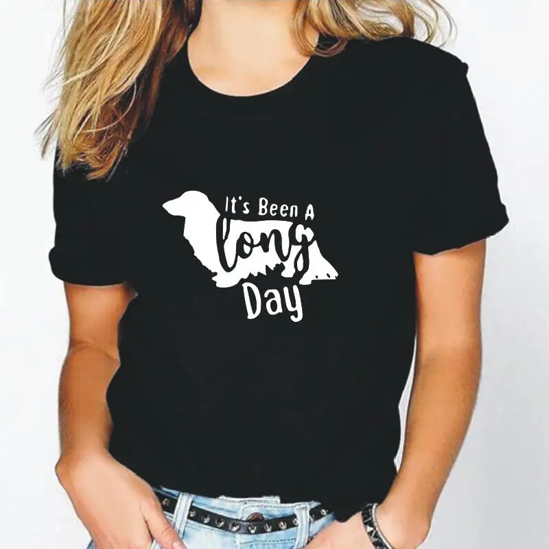 

Летняя футболка с коротким рукавом в стиле Харадзюку, Женская забавная футболка с рисунком таксы и собаки, женские топы, Повседневная забав...