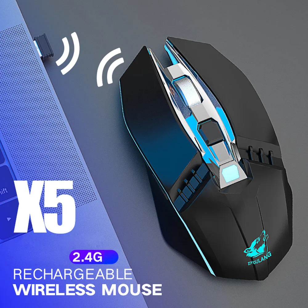 Перезаряжаемая Беспроводная Бесшумная светодиодная подсветка X5 USB оптическая