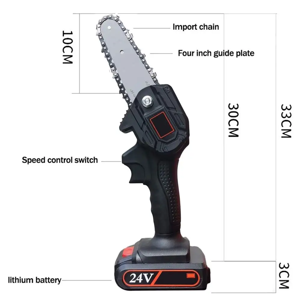

Cordless Electric Chain Saw Household Small Handheld Electric Saw Wireless Lithium Battery Outdoor Logging Electric Pruncher