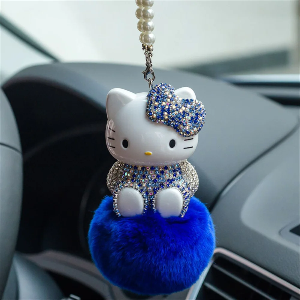 Подвеска Hello Kitty в виде машинки подвеска-подвеска с помпоном из страз очень