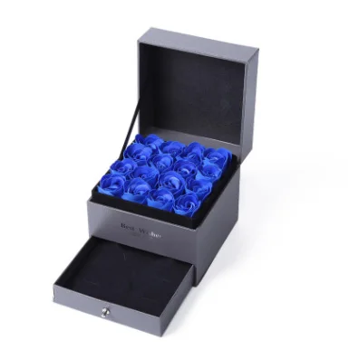 Blue rose gift box DIy двухслойная с вечной Красной розовая Подарочная коробка ручной работы любовь коробка для свадебного подарка ювелирные изделия ожерелье кулон коробка для хранения ювелирных изделий - Цвет: Blue rose gift box