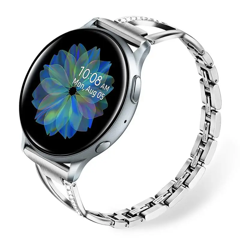 Твердый нержавеющая сталь+ Кристальный ремешок с бриллиантами для samsung Galaxy Watch Active 2 40 мм 44 мм Band Active2 женский ремешок браслет