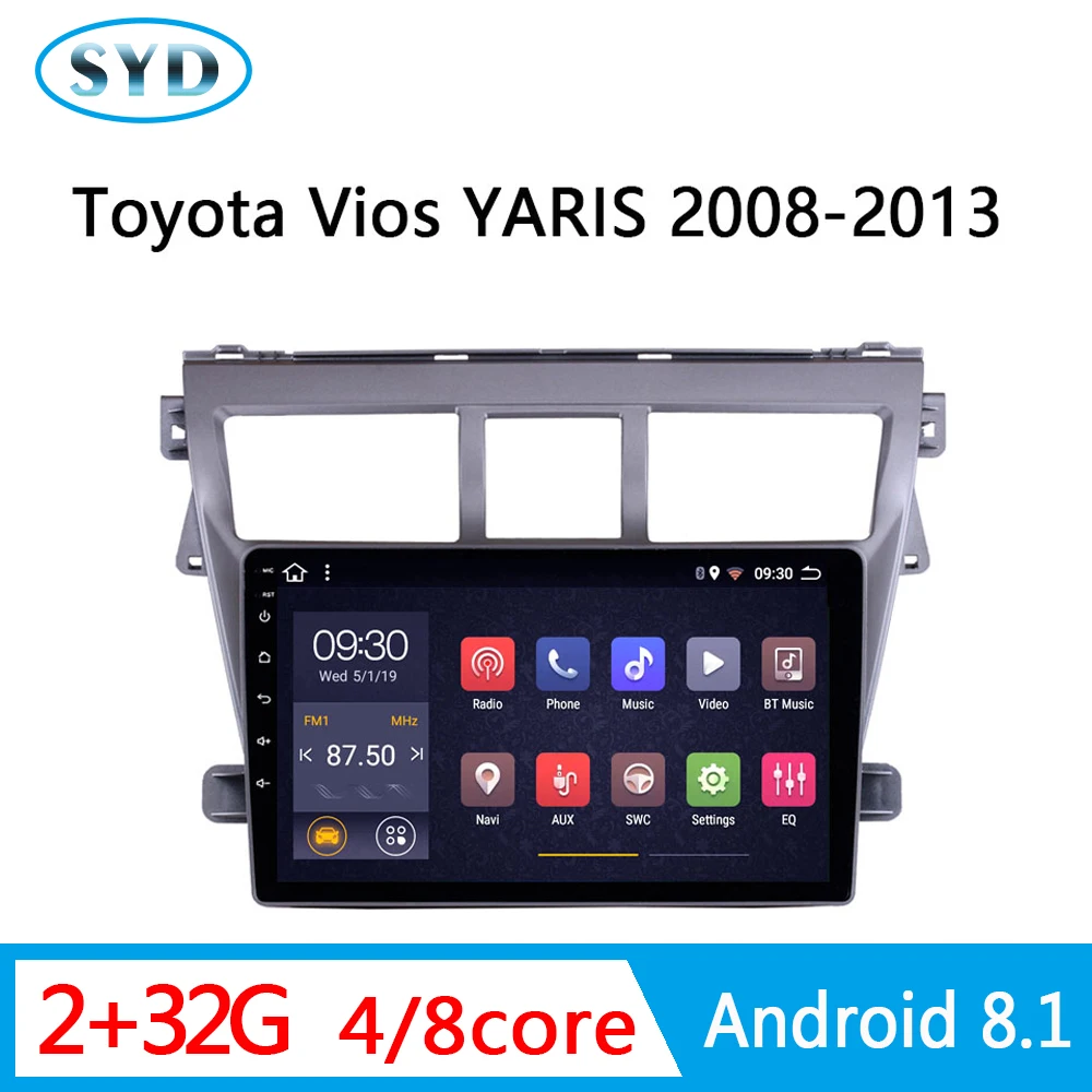 2G RAM 8core автомобильное радио для Toyota Vios YARIS 2008 2013 GPS плеер Android 8 1 2.5D сенсорный экран