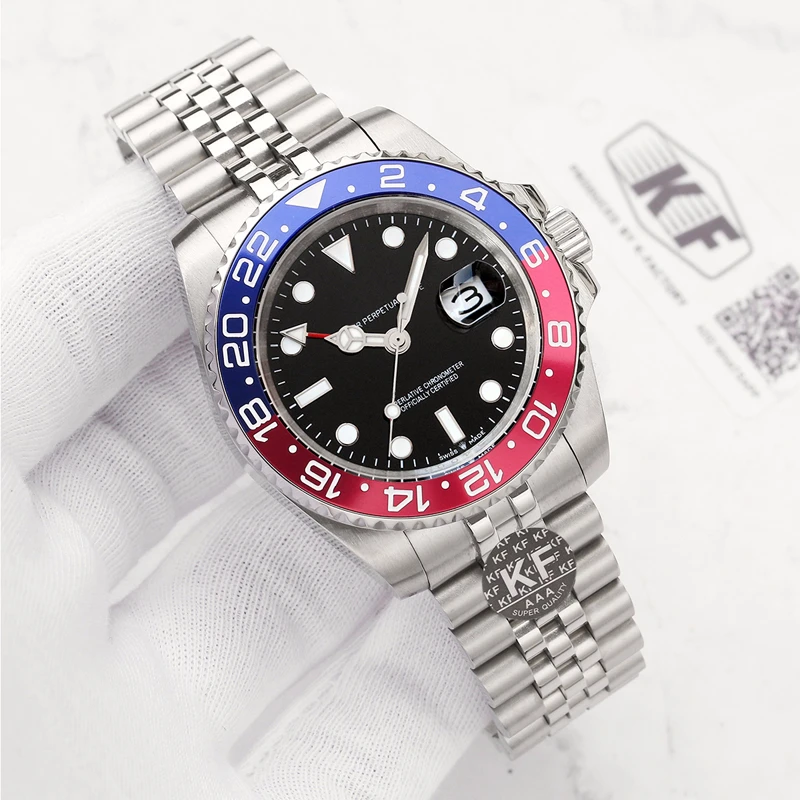 

Brand New Sapphire Gmt Luxury Designer Mens Rose Gold Fashion Mechanical Automatic Movement Black Blue Ceramic Bezel Watches