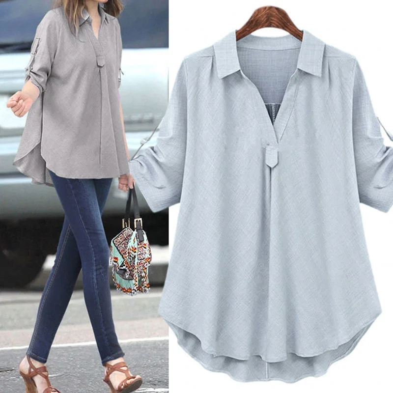 

Женская блузка свободная рубашка длинная рубашка со средними рукавами для женщин