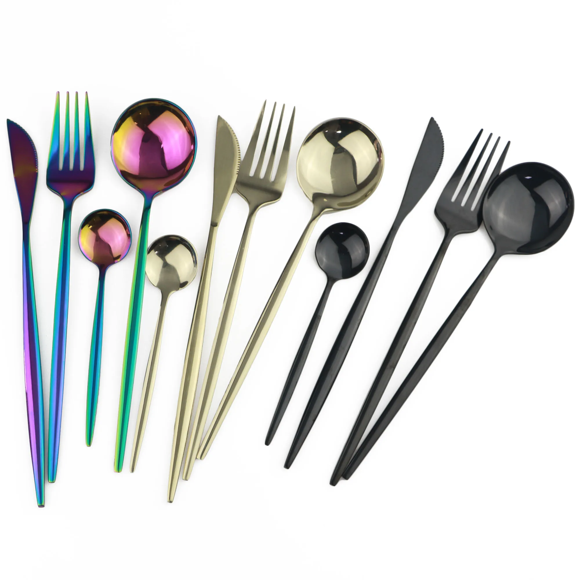 

24Pcs Stainless Set Black Knife Fork Steel Dinnerware Western Cutlery Spoon Flatware 304 Wedding For Cutlery safety Dishwasher