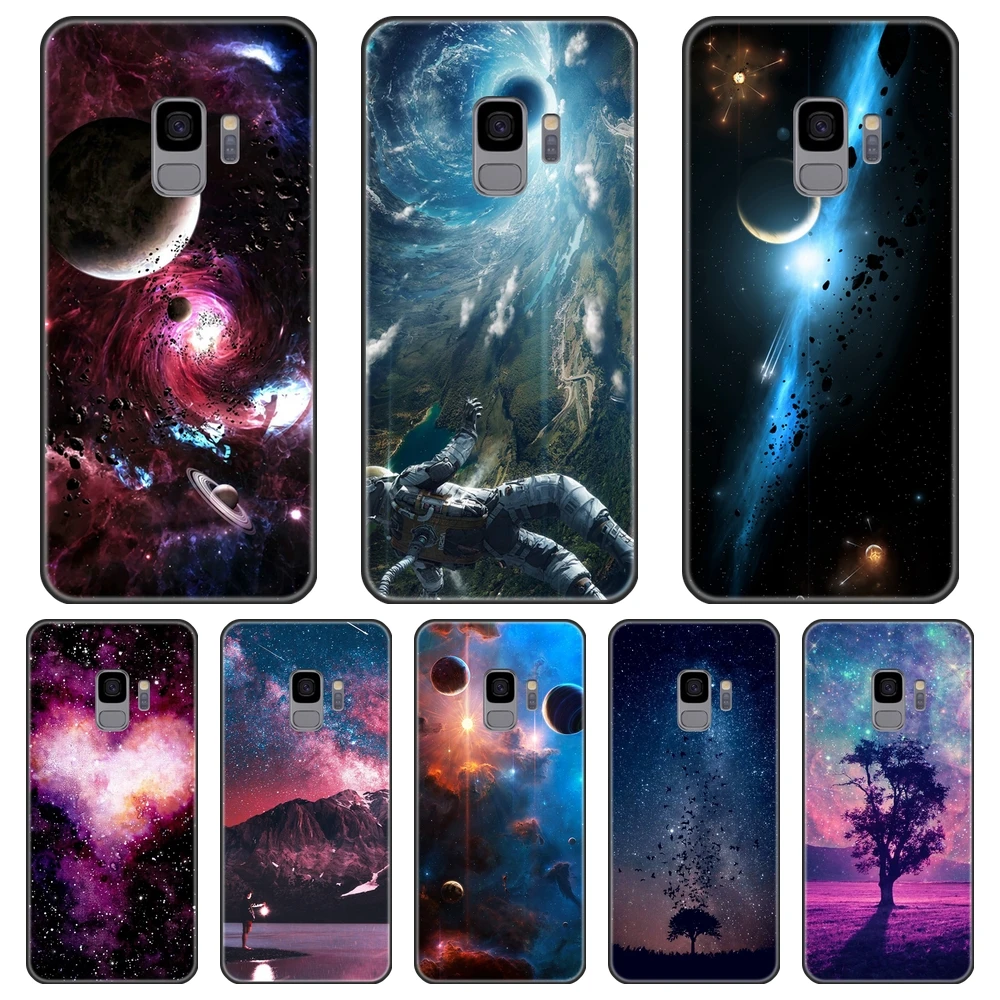 Черная Звездная космическая задняя крышка для Samsung Galaxy S8 S9 Plus S5 S6 S7 Edge мягкий