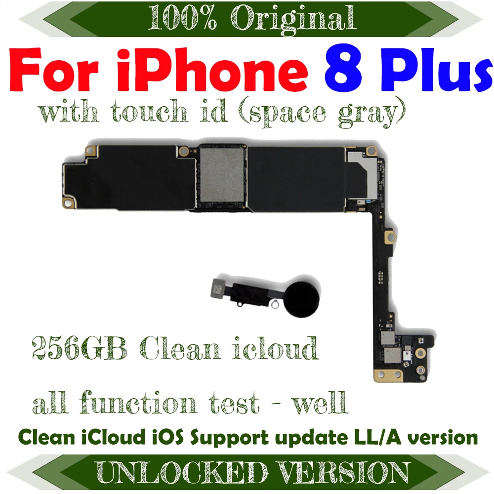 100% оригинальная разблокированная материнская плата для iPhone 8 Plus 5 дюймов без Touch ID