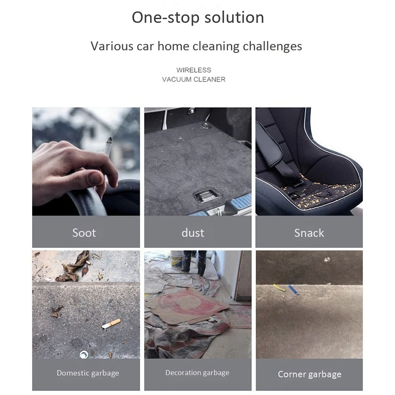 

Car Vacuum Cleaner Powerful Cyclone Suction Rechargeable Wet/Dry Portable Handheld Wireless Vacuum for Car Home Pet Hair
