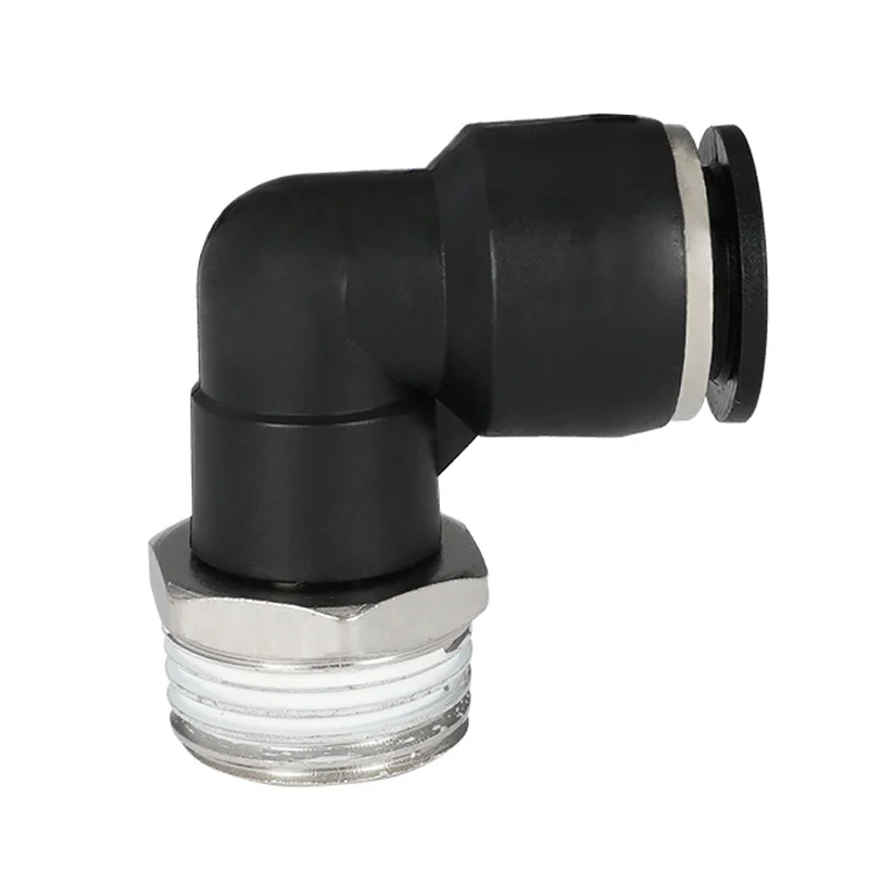 

Pneumatic Air Pipe Joint Quick Plastic PL Joint Threaded Elbow 14 mm 16 mm OD Hose 1/4"3/8"1/2"3/4" Elbow Male Thread L-shaped