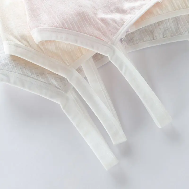 

Puberty Girls Cami Crop Top Sweet Lace Bowknot Training Bra Ribbed Striped Lightly Padded Wire Free Cotton Underwear