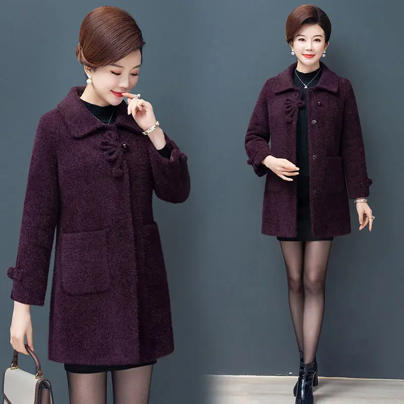 

Middle Aged Women Oversized Faux Mink Fur Overcoats Female Square Collar Cardigans Ladies Casual Pockets Thick Warm Coats Z175