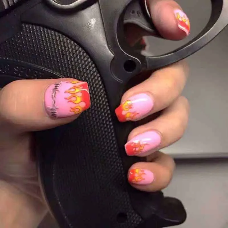 1 шт. наклейки для ногтей Вода красный черный Пламя огонь переводные слайдеры