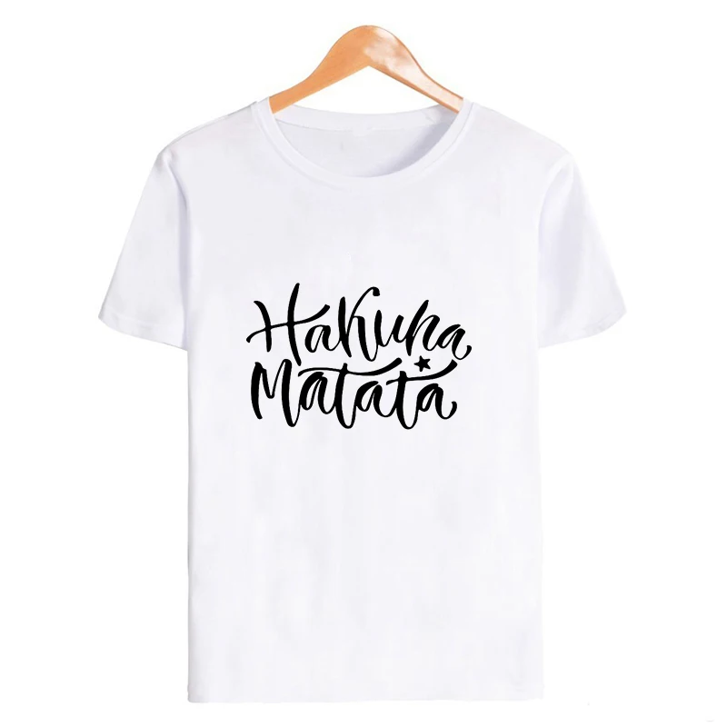 19bk002-white Showtly Hakuna Matata Women Harajuku Ullzang the lion king T-shirt Femme Homme Summer Tshirt Fashion Top Tee Female T Shirt - Цвет: 19bk002-white
