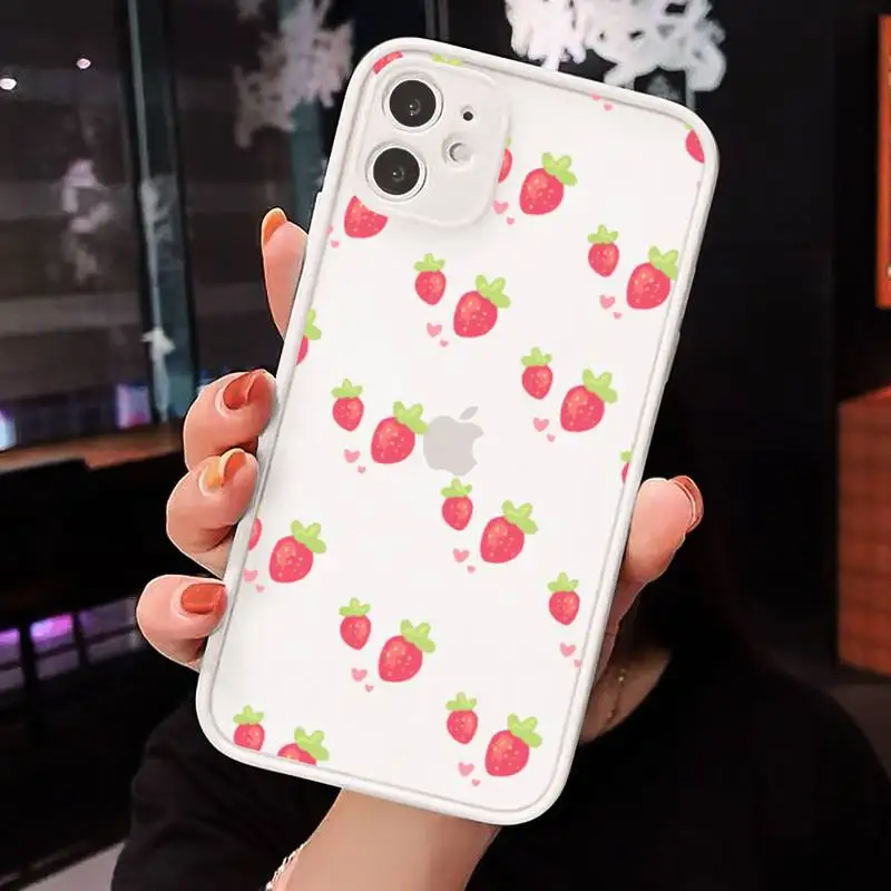 

strawberry Phone Case Matte For iPhone 12 Mini 11 Pro XR XS Max 7 8 Plus X Hard PC Back Cover